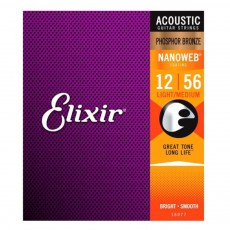 Elixir Phosphor Bronze Nanoweb Light-Medium 12 - 56 Acoustic Strings 